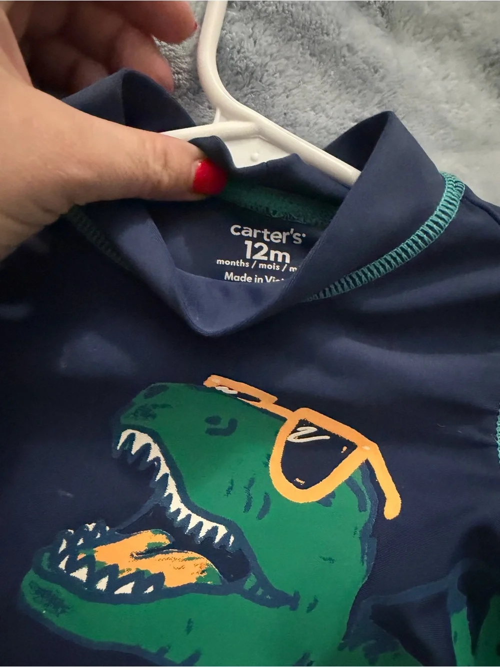 Carter's Navy & Teal Dinosaur Rashguard Swim Set 12m
